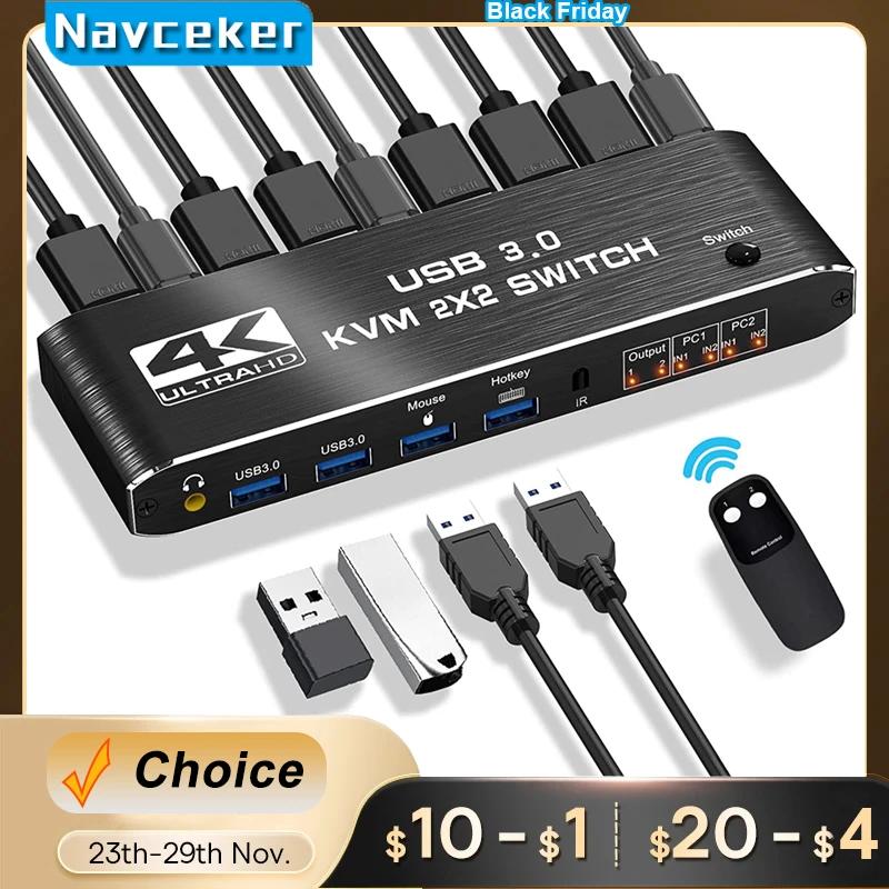 2x2 HDMI kvm ġ 4K 60Hz   KVM HDMI Ȯ ÷ USB KVM ó, 2  2, ǻ  2 